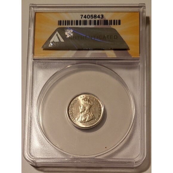 Straits Settlements -Malaysia- George V 1927 Silver 10 Cents AU58 ANACS - Picture 2 of 4